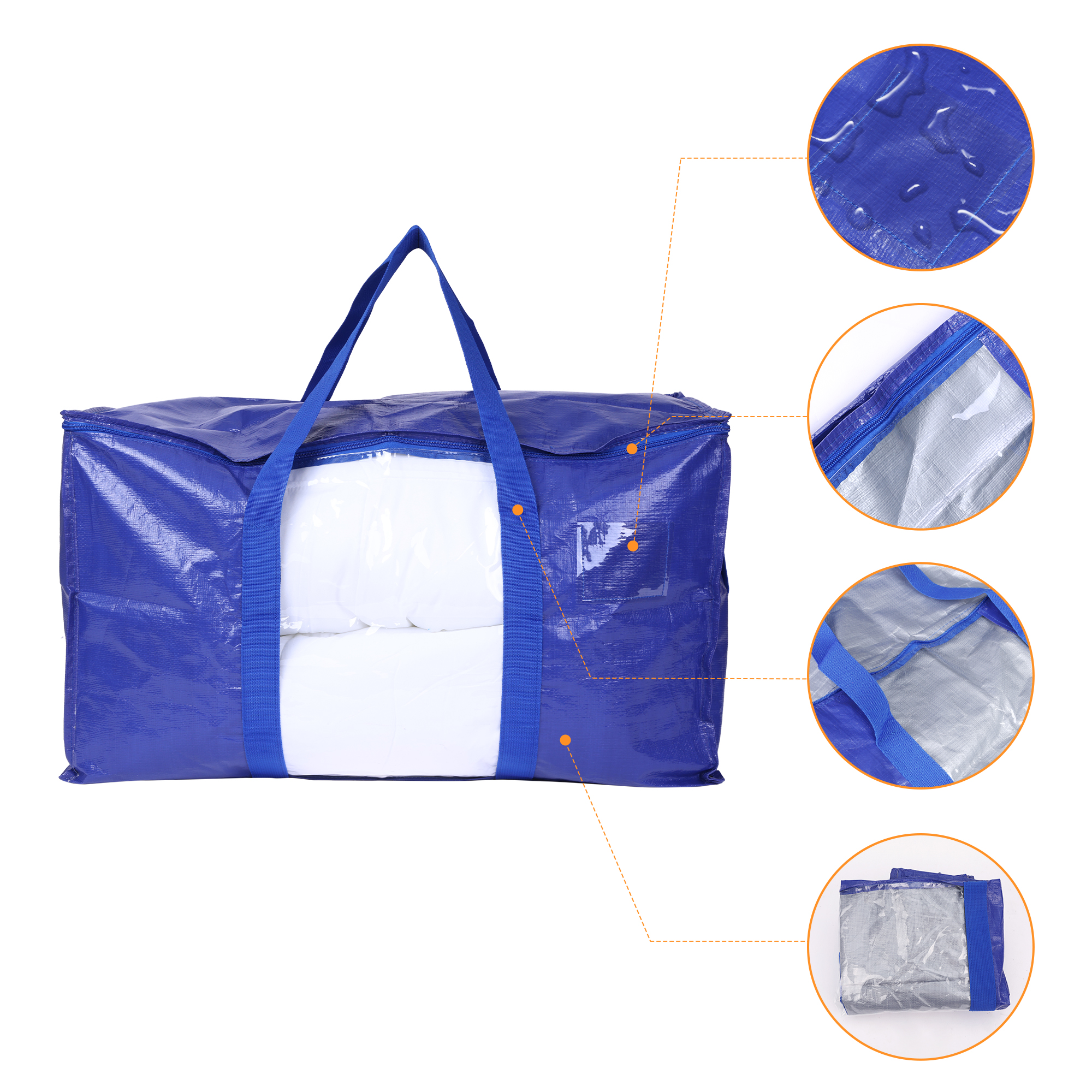 Unique Bargains 1 Pack Clothes Storage Bags Moving Bags Blue 27*14*15in