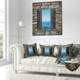 thumbnail image 3 of Designart Window Open To Sailing Boat - Seascape Throw Pillow - 16x16, 3 of 5