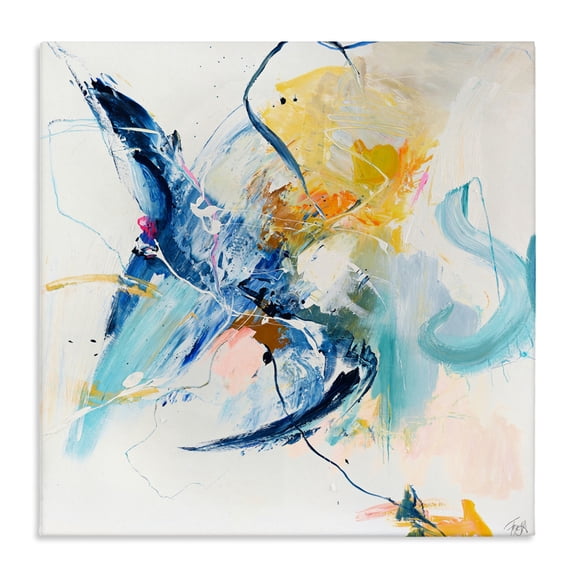 Stupell Industries Modern Confident Blue Abstraction Canvas Art, 17 x 17, by Design Fabrikken
