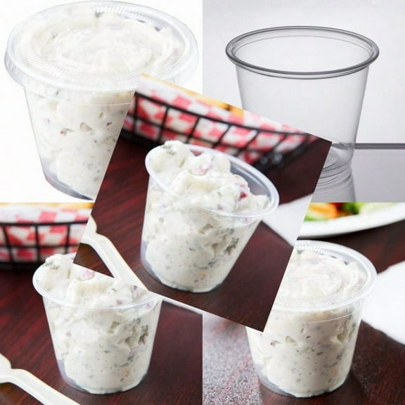 5.5 oz Clear Plastic Souffle Cup/Portion Cup With Lids50 Sets