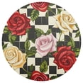 thumbnail image 3 of Ryvnso Roses Flower on Lattice Round Plate Mats Dining Table Placemat Set of 6 for Holiday Decoration, 3 of 7