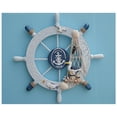 thumbnail image 3 of Nautical Beach Wooden Boat Ship Steering Wheel Fishing Net Shell Home Wall Decor (Seabird), 3 of 3