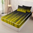thumbnail image 2 of jejeloiu Stripes Geometric Design Zipper Twin Comforter Sets with Fitted Sheet and 2 Pillowcases For Kids,Gradient Yellow Neon Striped Zipper Bedding Set For Boy,Reversible,4 Pieces, 2 of 7