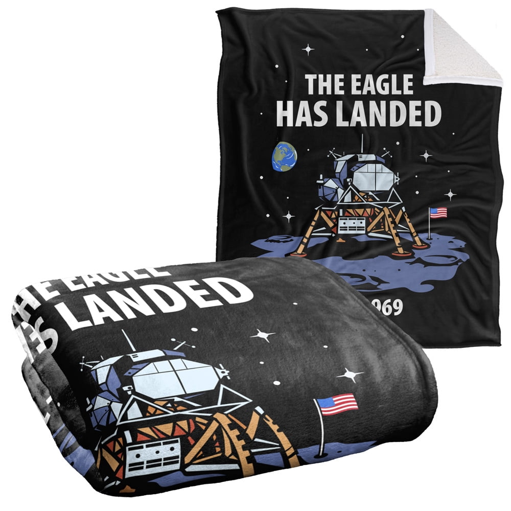 NASA Blanket, 50"x60", Apollo 11 The Eagle Has Landed Silky Touch
