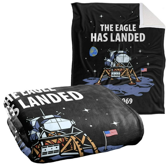 NASA Blanket, 50"x60", Apollo 11 The Eagle Has Landed Silky Touch Sherpa Back Super Soft Throw Blanket