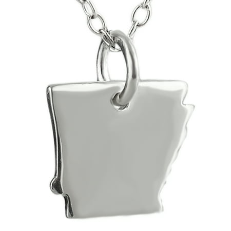 - Sterling Silver US Arkansas State Charm Necklace, 18
