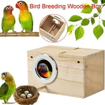 Wood Breeding Box For Parakeets Lovebirds Parrotlets Mating Nest, Large Size With Hinged Lid And Side Opening, Strong Durable Outdoor Indoor Bird House*