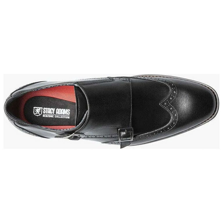 Men's Stacy Adams Karson Wingtip Double Monk Strap Shoes Leather Black  25570-001