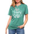 thumbnail image 2 of Women Happy Easter T Shirt Bunny Rabbit Graphic T-Shirt Funny Letter Printed Shirts Short Sleeve Tops, 2 of 6