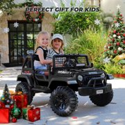Farmdex 2 Seater 24V Ride on Toys for Big Kids, Powerful Electric Ride On Truck Car with Remote Control w/20 Inch Wide Seat, Colorful LED Lights, Rich Multimedia Music, Black