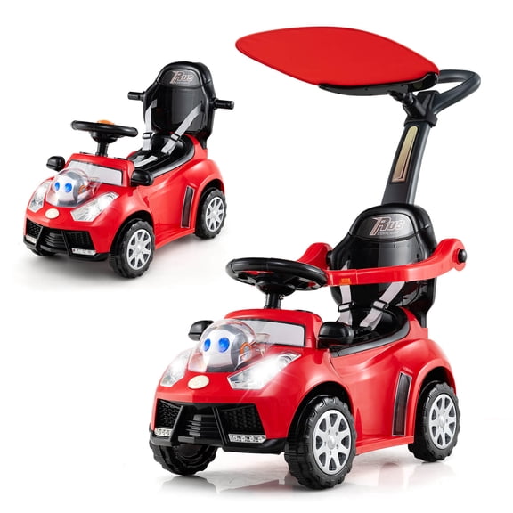 Infans 3-in-1 Sliding Walker w/ Adjustable Canopy Horn Music & Light for Boys & Girls