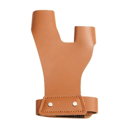 Archery Shoot Glove Faux Leather Hand Guard Youth Adult Finger Protector Outdoor Bow Arrow Hand Protection-Brown
