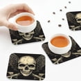 thumbnail image 3 of KLL Drink Coasters Set Square of 4,PU Leather Absorbent Coasters Set Decorative Coffee Cup Coasters Housewarming Gift for Home Decor-Gothic Winged Skull, 3 of 5