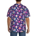 thumbnail image 3 of Sikiie Skull Blue Flower Men's Wrinkle Free Untucked Cuban Shirt Business Casual Button Down Shirts Short Sleeve Shirt3X-Large, 3 of 5