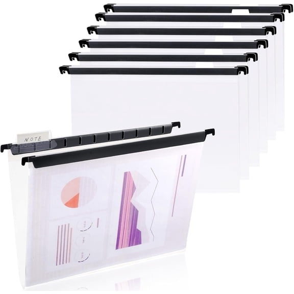 Letter Size Clear Hanging File Folders Hanging Document Folder Plastic Transparent Hanging File Folder for File Cabinets Document Filing (10, Transparent)