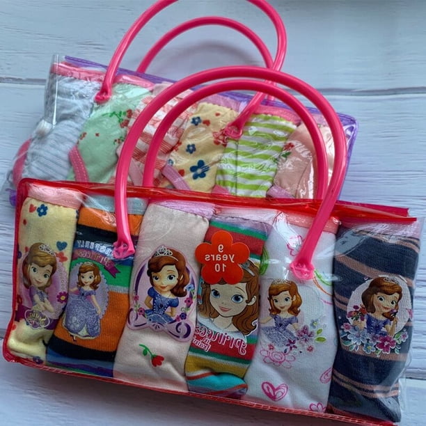 Lote de 6 unidades de ropa interior de Disney para niños, ropa interior de Frozen Blancanieves, Minnie Mouse, calzoncillos de algodón para niñas y niños, Panties5-6T suaves bonitos Gao Jinjia LED