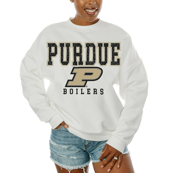Women's Gameday Couture  White Purdue Boilermakers Freestyle Fleece Pullover Sweatshirt