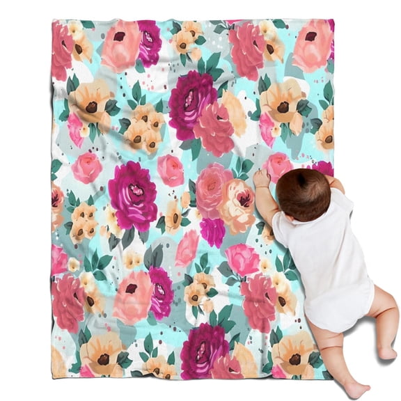Pioneer Flower Floral Print Pattern Blanket,Comfortable Soft Flannel Throw Blanket,All Season,Warm Lightweight Blankets for Sofa Bed Couch Living Room Chair,30"x40"