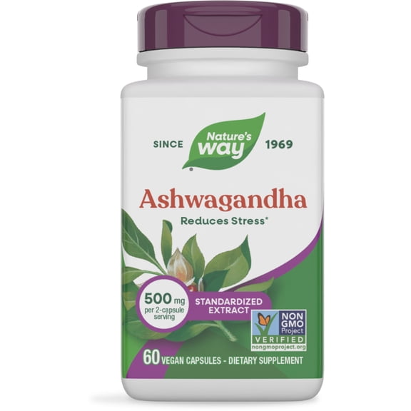 Nature's Way Ashwagandha Capsules, Premium Extract, Reduces Stress*, Adaptogenic*, Unisex, 60ct
