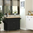 thumbnail image 4 of YYAo Kitchen Storage Island, Kitchen Cart,Kitchen Island on Wheels, Rolling Cart with Rubberwood Top, Spice Rack, Towel Rack and Drawers, Black, 4 of 11