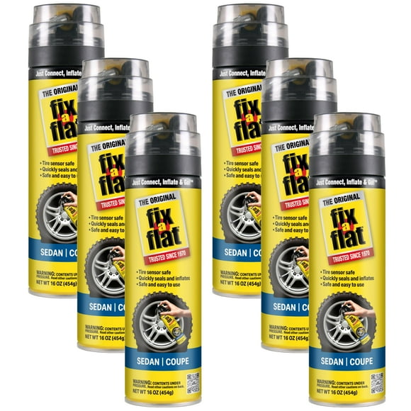 Fix-A-Flat S60420-6PK Aerosol Emergency Flat Tire Repair and Inflator, for Standard Tires, Eco-Friendly Formula, Universal Fit for All Cars, 16 oz. (Pack of 6)