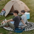 thumbnail image 3 of Nuu Garden Round Outdoor Rug 5*5 ft, Foldable Plaid Reversible Plastic Straw Patio Rug Mat for Decoration Clearance Indoors RV Backyard Deck Picnic Beach Trailer Camping, Black White, 3 of 10