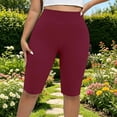 thumbnail image 5 of Women's Plus Size Yoga Workout Shorts, High Waist Butt Lifting Elastic Waistband, Solid Active Shorts for Running Gym Training | TruHer,Red 5XL, 5 of 8