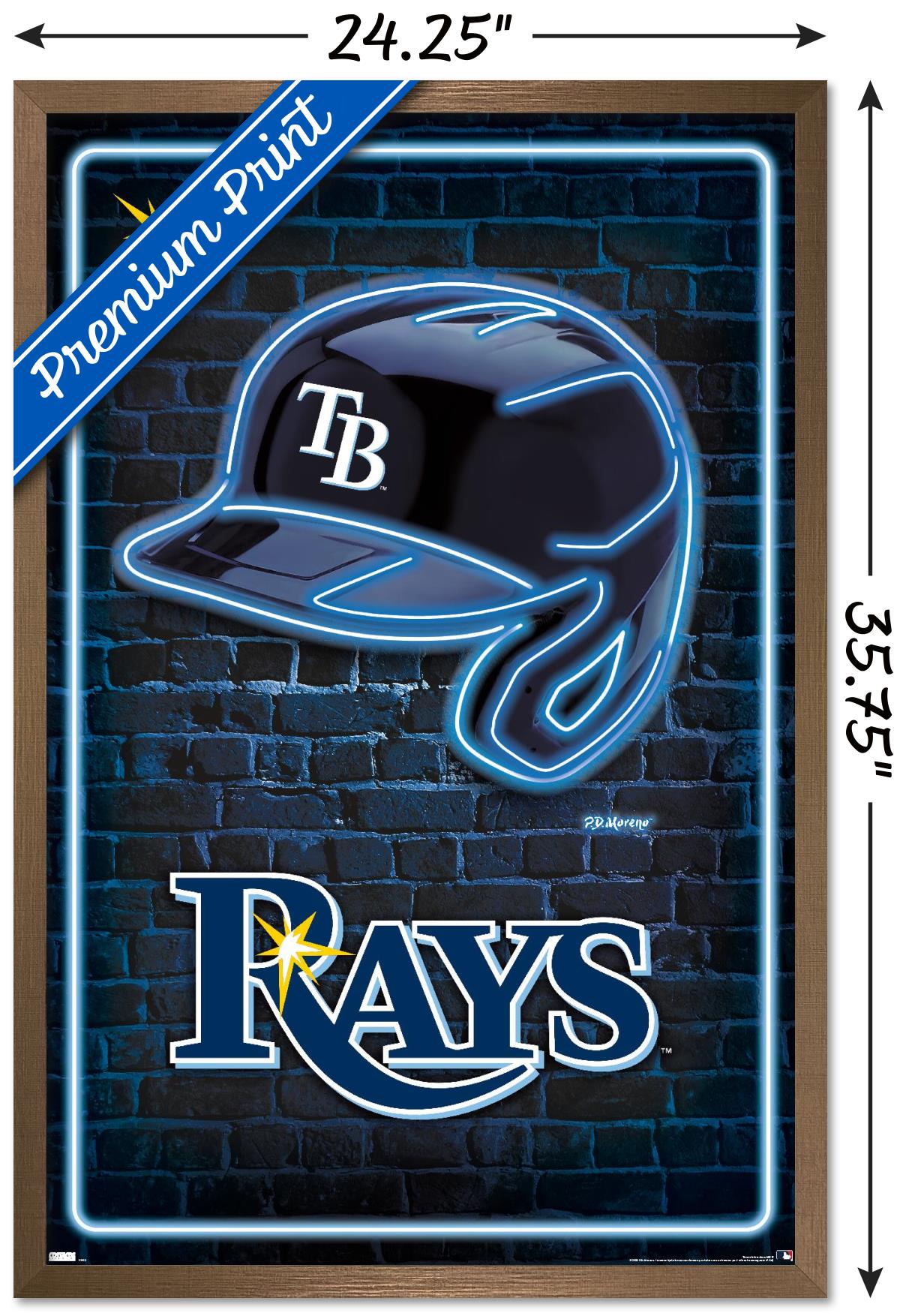 MLB Tampa Bay Rays - Neon Helmet 23 Wall Poster, 22.375" x 34" Framed