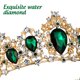 thumbnail image 2 of EeaseMX Corona de novia barroca, tocado de boda retro, accesorio para el cabello de fiesta para mujer (verde y dorado), 2 of 8