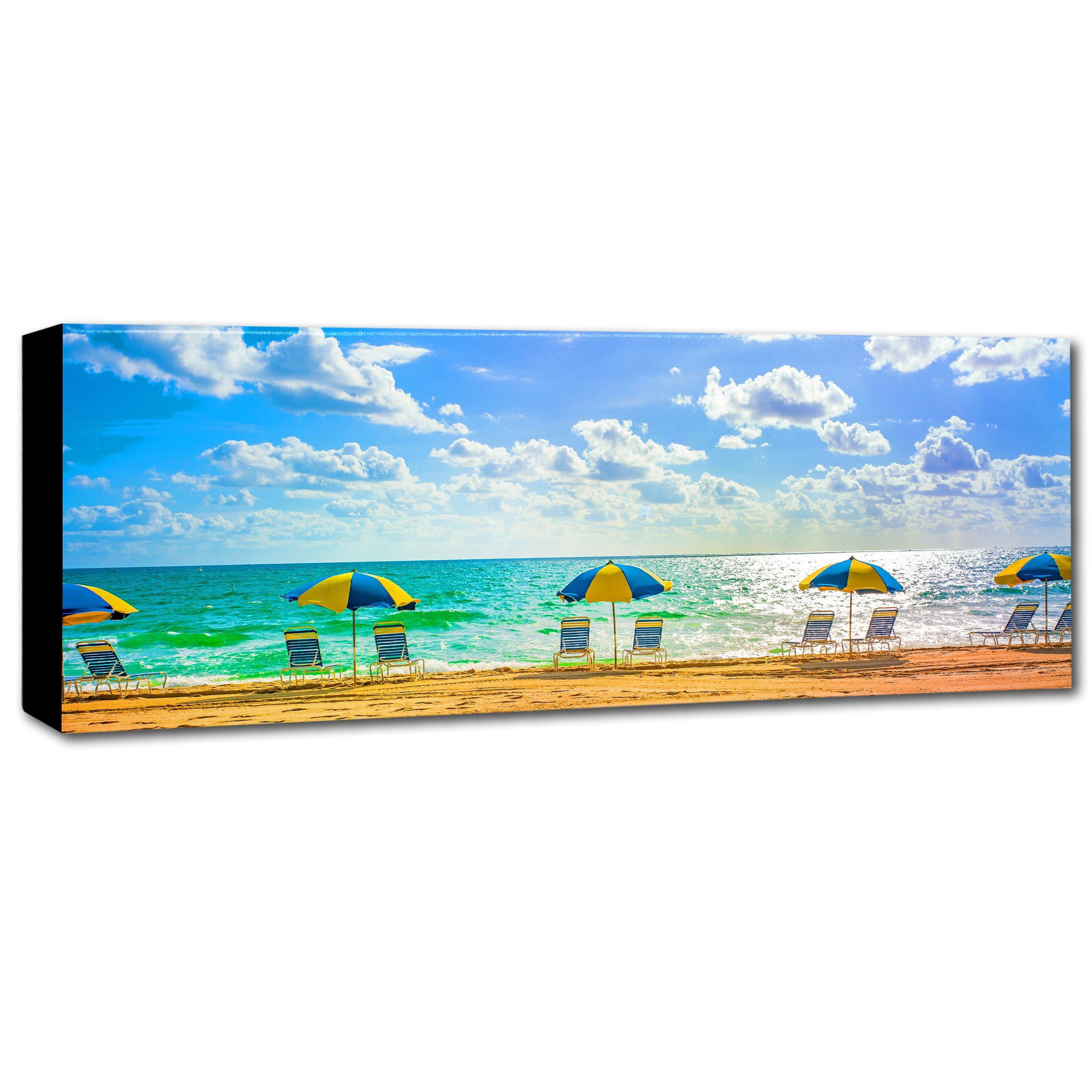 Trademark Fine Art "Florida Beach Chairs Umbrellas" Canvas Art by Preston