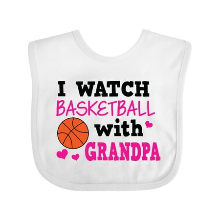 

Inktastic I Watch Basketball with Grandpa Gift Baby Girl Bib