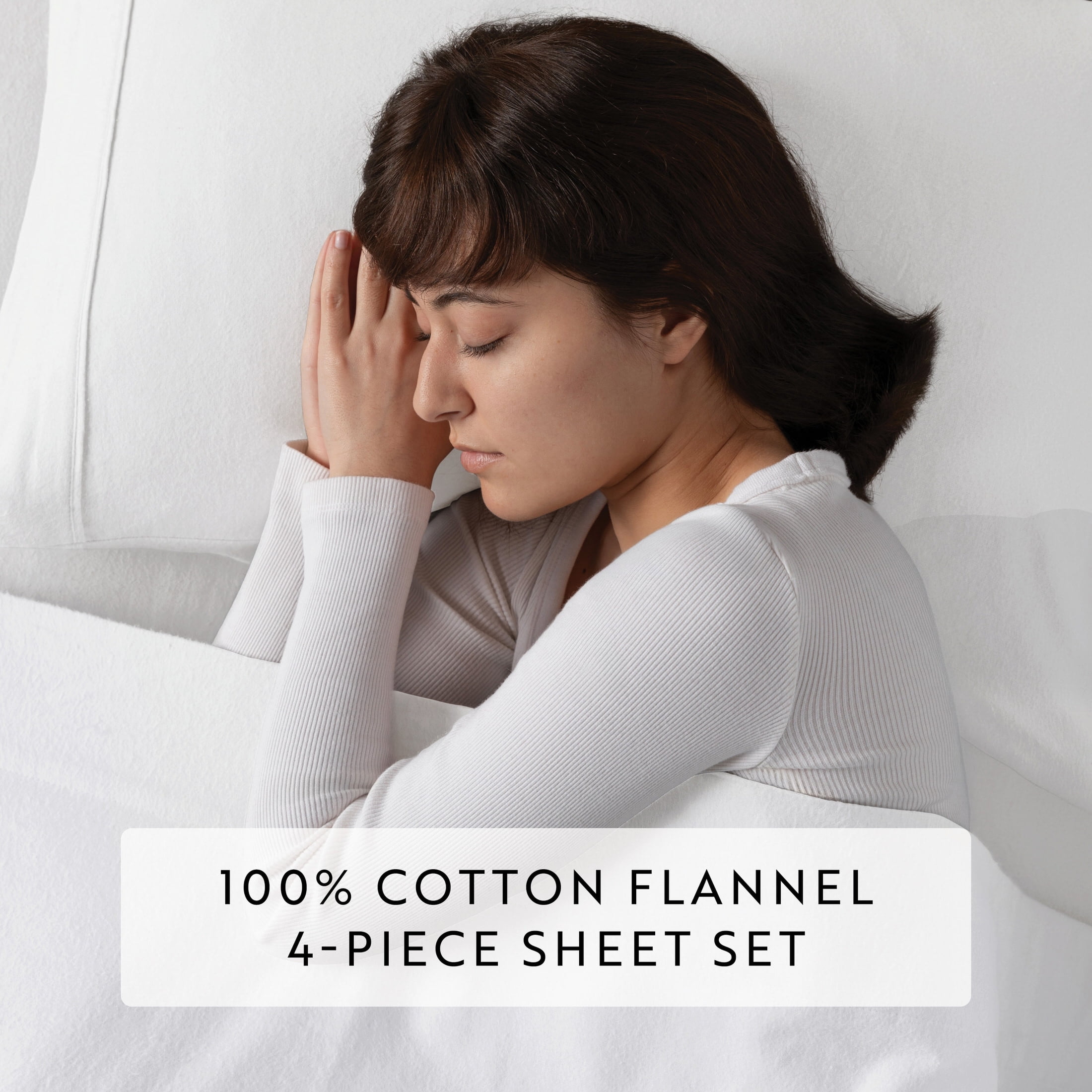 White 4 Piece 100% Cotton Flannel Deep Pocket Sheet Set, Full, by Noble Linens