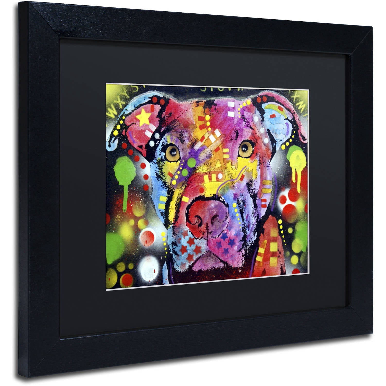 Trademark Fine Art "The Brooklyn Pit Bull" Canvas Art by Dean Russo, Black Matte, Black Frame