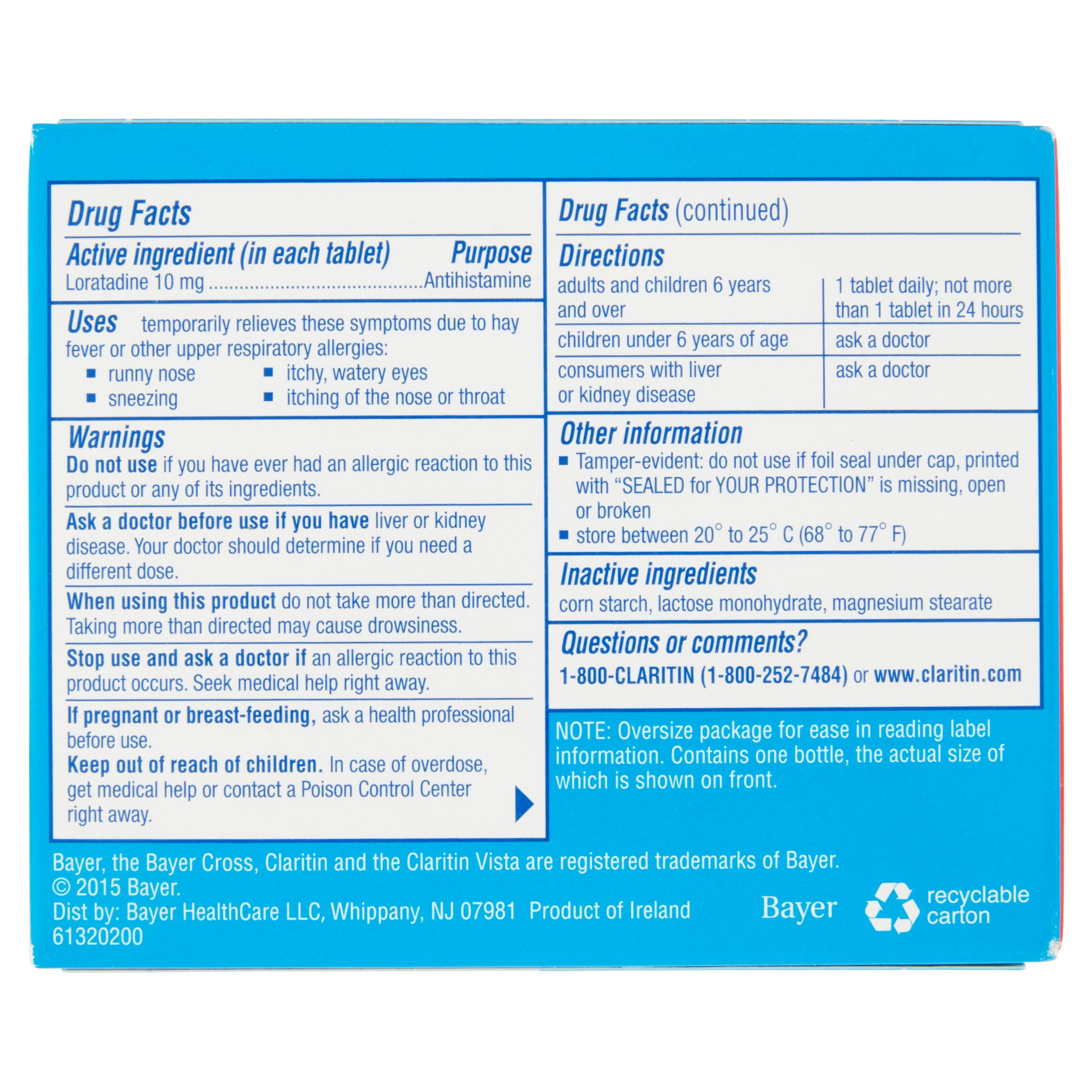 Claritin 24 Hr Non-Drowsy Allergy Relief Tablets 10 mg, 80 Ct
