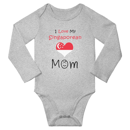 

I Love My Singaporean Mom Baby Long Slevve Bodysuit Outfits (Gray 18-24 Months)
