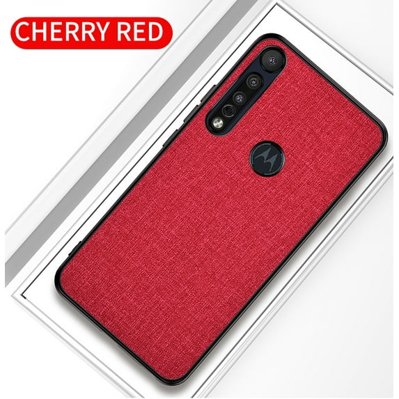 Ultra Thin Case for Motorola Moto G8 Play Smartphone (6.2-Inch) - Plastic/Silicone/Fabric Composite Case, Slim Fit Lightweight Scratch Resistant Cell Phone Cover Sleeve (Red)