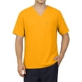 thumbnail image 5 of longantii Scrubs for Men Classic Fit Mens Scrubs Top V-Neck Short Sleeve Nursing Uniform Shirt with 4 Pockets,Side Slits Scrubs Yellow L, 5 of 5