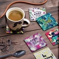 thumbnail image 3 of Inkdotpot Set of 6 Drink Coasters Easy Clean 4-inch SquareCoastersCork Base-Reusable- Quotes, 3 of 8