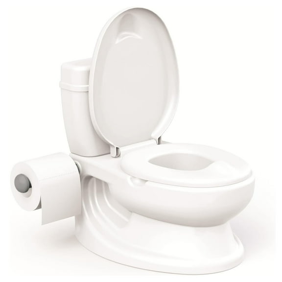 Dolu: Teaching Toddler Potty - White - Realistic Design Training Toilet For Toddlers, Adjustable Height, Washable Pot, Flush Sound Effects, Ages 18mo 