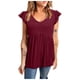 thumbnail image 1 of Blusa sólida de manga corta con volantes informal de verano para mujer a la moda Fridja  bn3687, 1 of 7