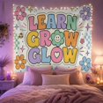 thumbnail image 2 of Learn Grow Glow Text on Off-White Background with Retro Daisies, Whimsical Retro for Teachers, Inspirational Flower Art, Back to School Gift, Tapestry Wall Hanging for Classroom and Dorm, 2 of 7