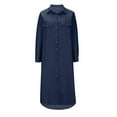 thumbnail image 5 of Mrat Women's Button Denim Long Shirt Dress Long Sleeve Lapel Collar Dress Plus Size Maxi Jean Dresses with Pockets 2024 Fall Trendy S-16 Blue M, 5 of 6