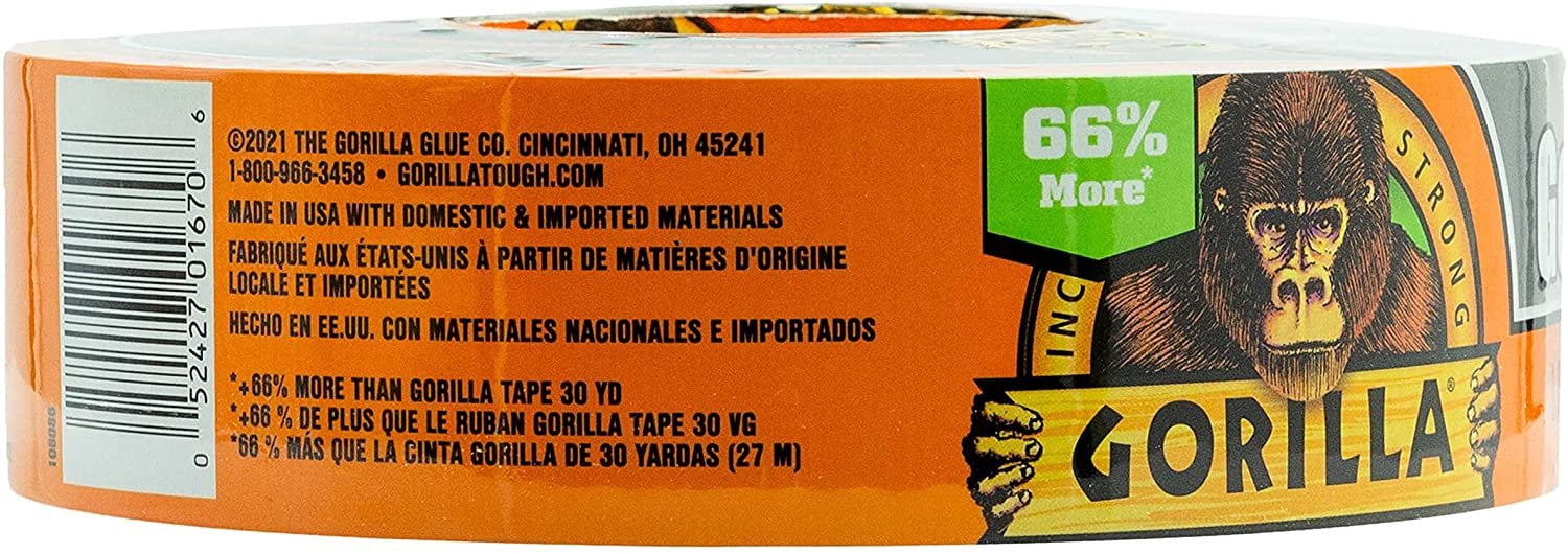 Gorilla Duct Tape 108084DF6 - 1.88 In x 50 Yds, Black - 6 Pack