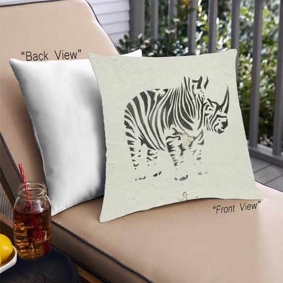 Ahgly Company Animals Rhinoceros Outdoor Throw Pillow, 18 inch by 18 inch