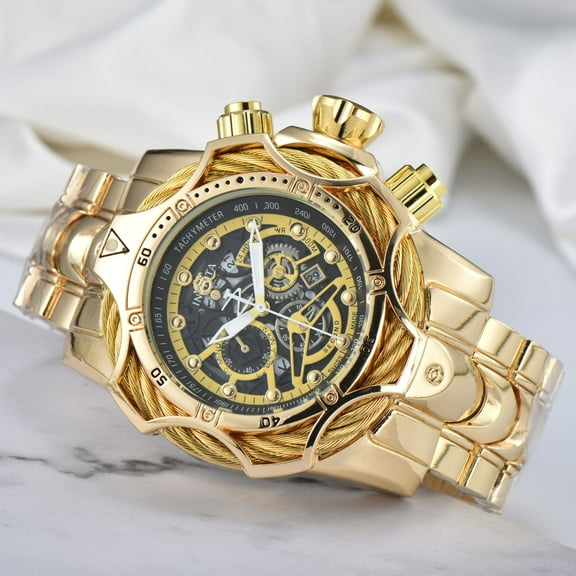 Invic Men's Large Dial Steel Band Sports Watch