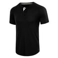 thumbnail image 2 of Yufatyle Men Polyester Short Sleeve Turndown collar Button Men's T-Shirts Black XL, 2 of 4