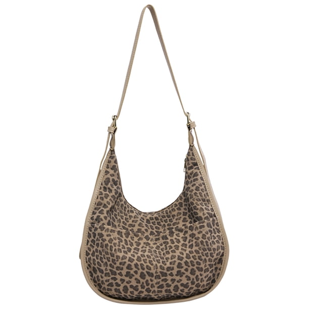 Bolso Bandolera Hombro Mujer Ante Con Múltiples Bolsillos Hobo Leopardo