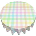 thumbnail image 4 of Easter Buffalo Plaid Check Tablecloth Round 60 Inch Colorful Checked Gingham Decorative Table Cloth Washable Wrinkle Stain-Resistant Polyester Spring Holiday Farmhouse Table Cover For Party Dinner, 4 of 5