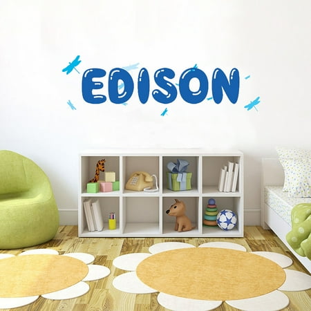 Nursery Name Art - BLUE Dragonfly Font3 h4