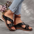 thumbnail image 3 of Rokment Beach Flower Orthopedic Arch Support Walking Backless Sandals for Women 2026 Boho Comfortable Casual Leather Ortho Platform Wedge Low Heel Dress Slip on Slippers Black Size 6.5, 3 of 5